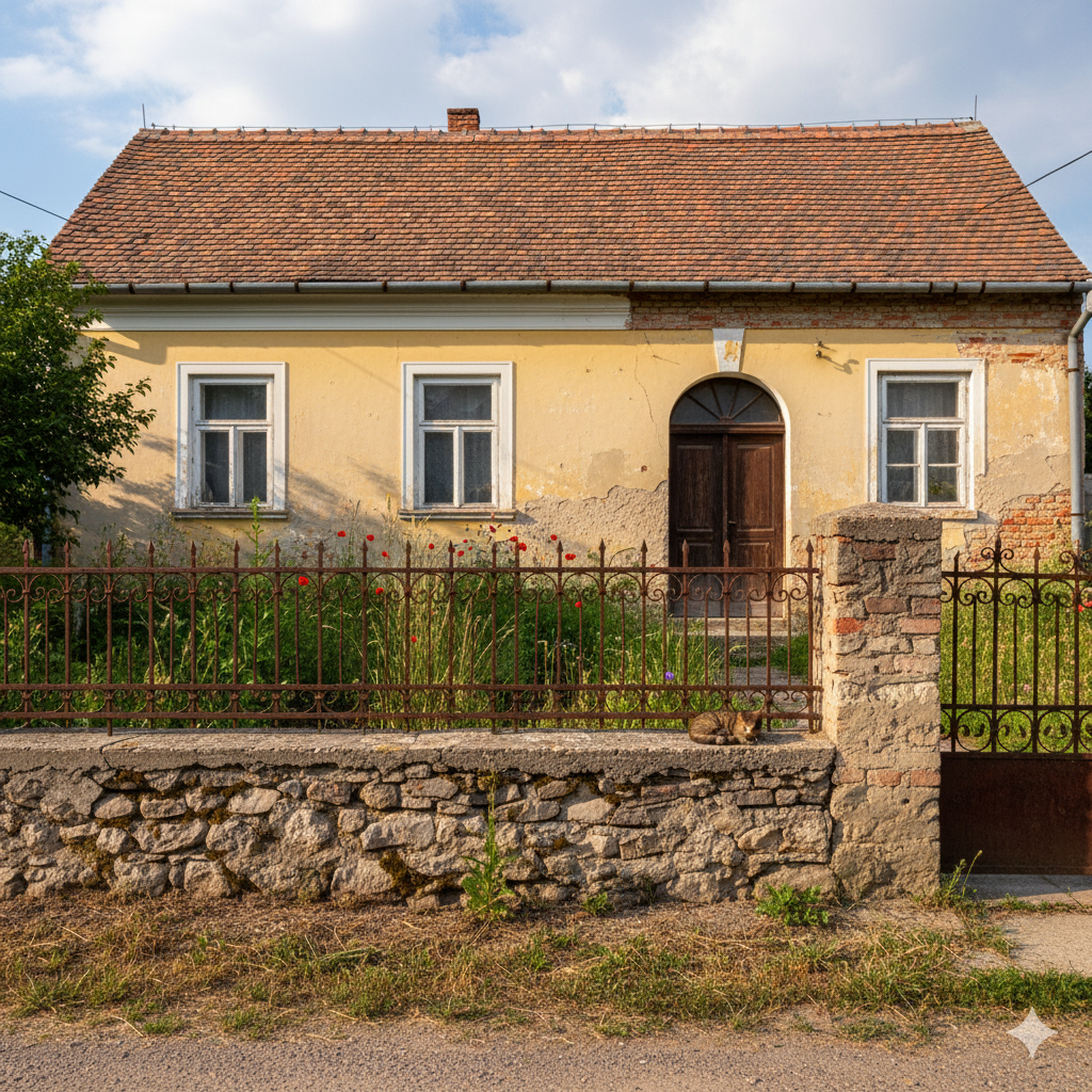 Modern ház kerítéssel